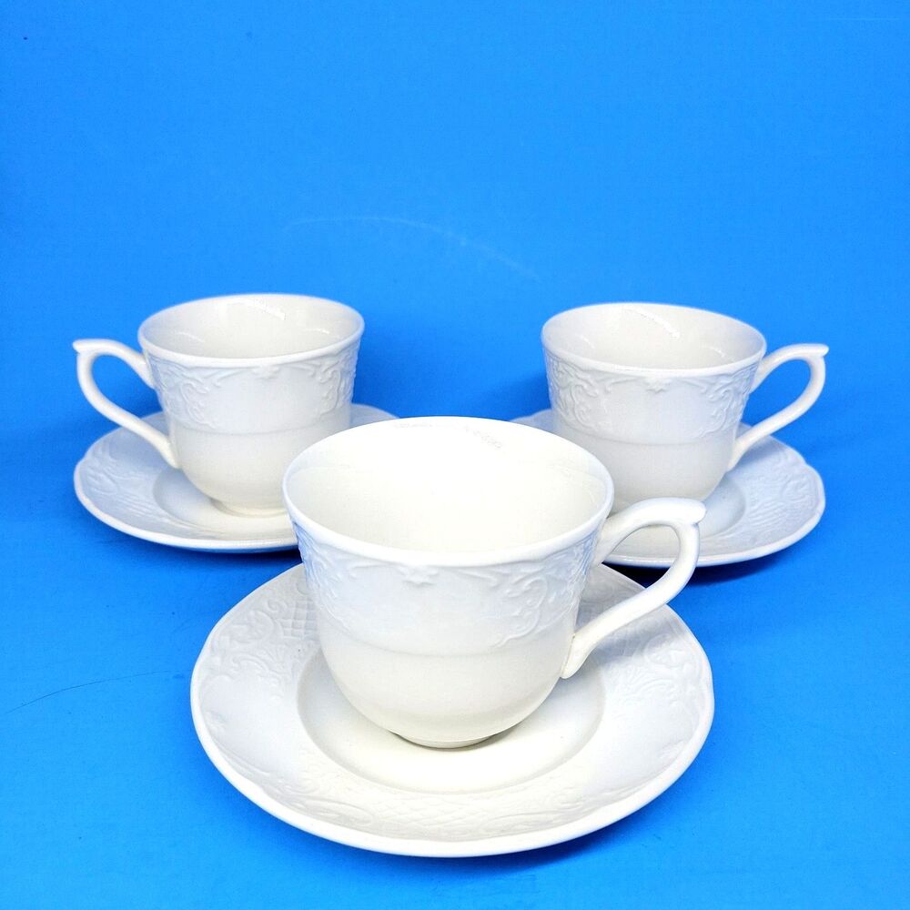 Johnson Brothers Richmond Vintage Set Of 3 Coffee Or Tea Cups With Saucers VGC
